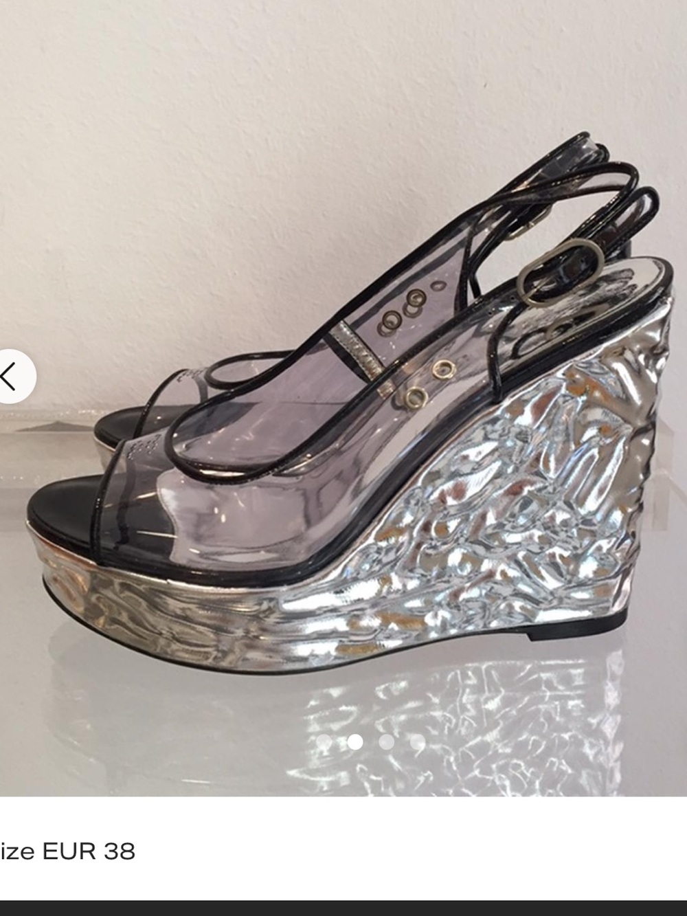 CHANEL Clear PVC Slingback Wedges size 39.5 fits like 8.5